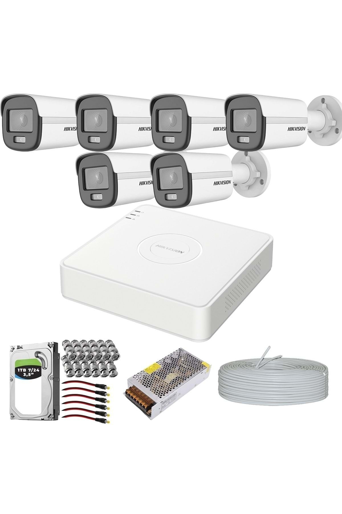 Hikvision Colorvu Gece-karanlıkta 724 Renkli 6 Kameralı Set 1tb 724 Hdd